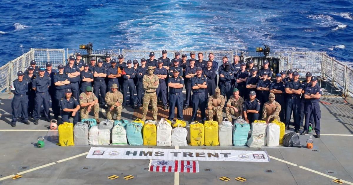 British warship and U.S. aircraft seize 6,000 pounds of cocaine and other drugs after “high-speed chase” in Caribbean Sea